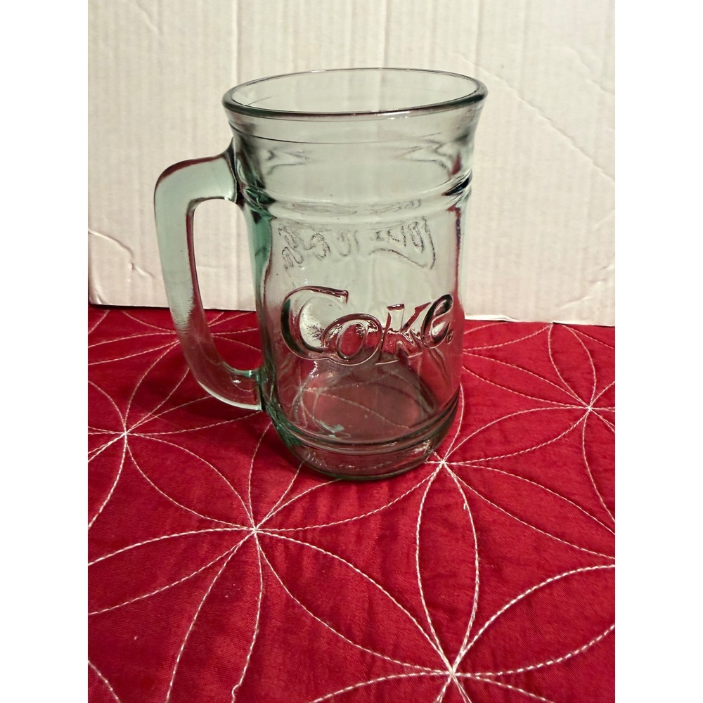 Coca Cola Glass Mug Handle Vintage Collectible Drinkware